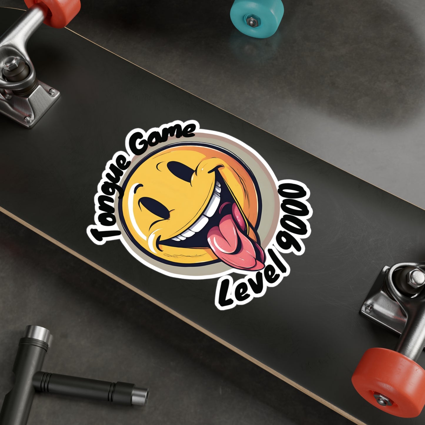 Tongue Game Level 9000 Vinyl Decal - Fun Stickers for Home & Office Decor