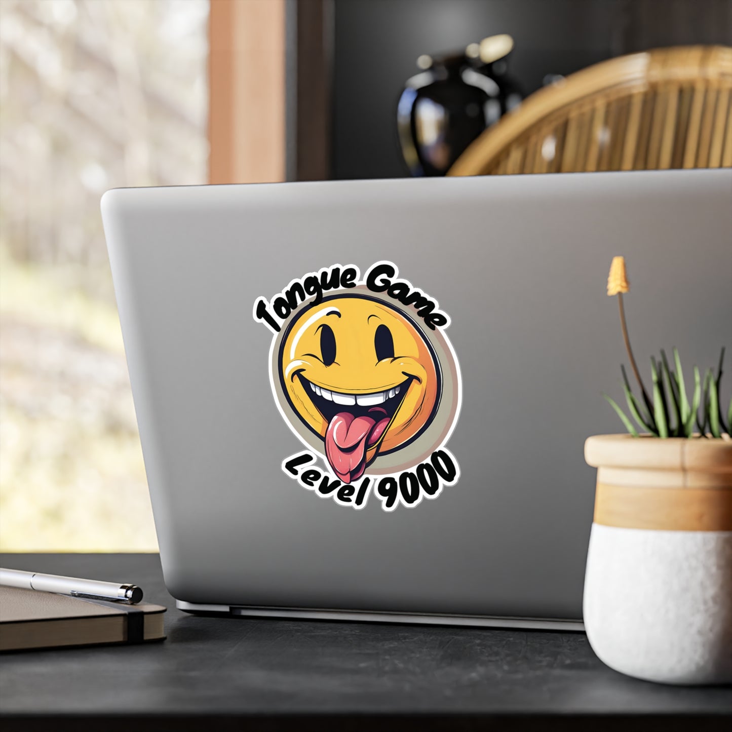 Tongue Game Level 9000 Vinyl Decal - Fun Stickers for Home & Office Decor