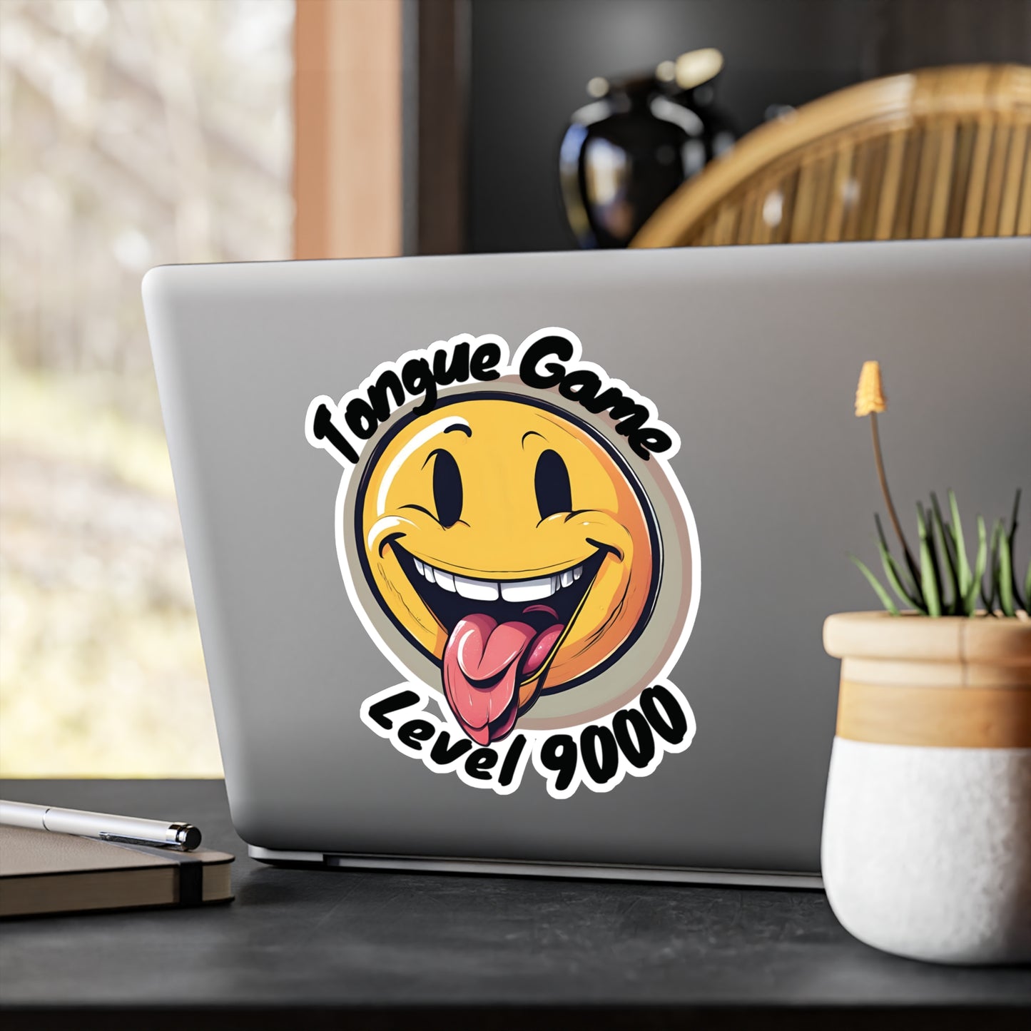 Tongue Game Level 9000 Vinyl Decal - Fun Stickers for Home & Office Decor