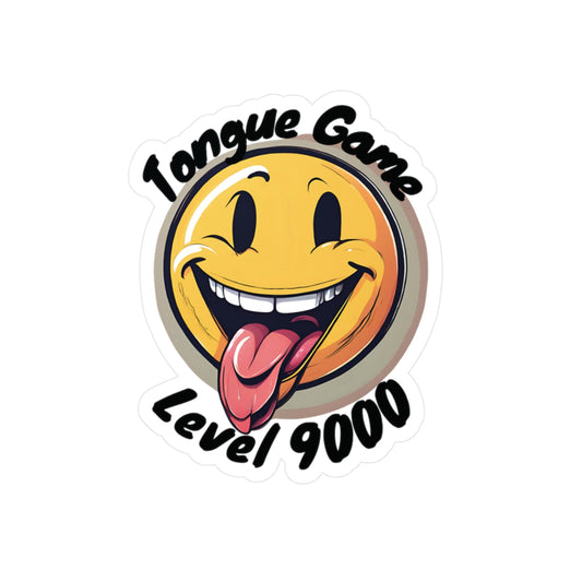 Tongue Game Level 9000 Vinyl Decal - Fun Stickers for Home & Office Decor